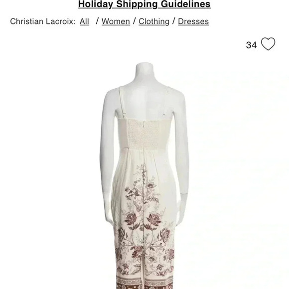 Christian LaCroix linen spaghetti strap dress NWT square neckline sheath elegant - Picture 3 of 6